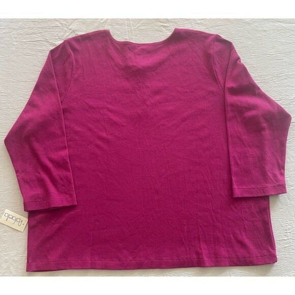 Rafaella Woman Pullover Sweater Top 3/4 sleeve Sz 3XL Plus Sz Fuchsia Cotton NWT - Picture 3 of 8